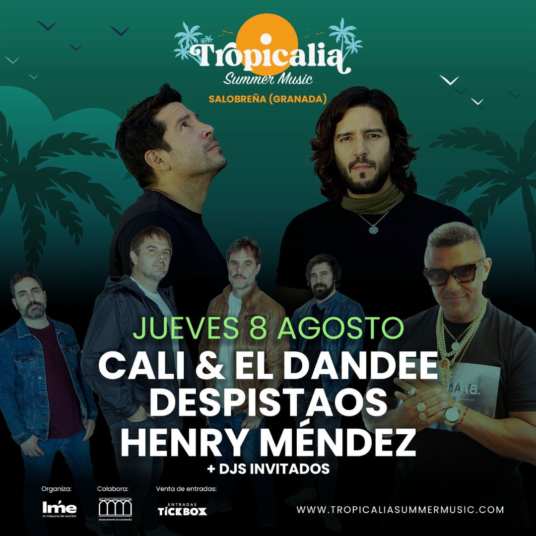Cali & El Dandee, el grupo Despistaos y Henry Mndez se suman al cartel del Tropicalia Summer Music el 8 de agosto
